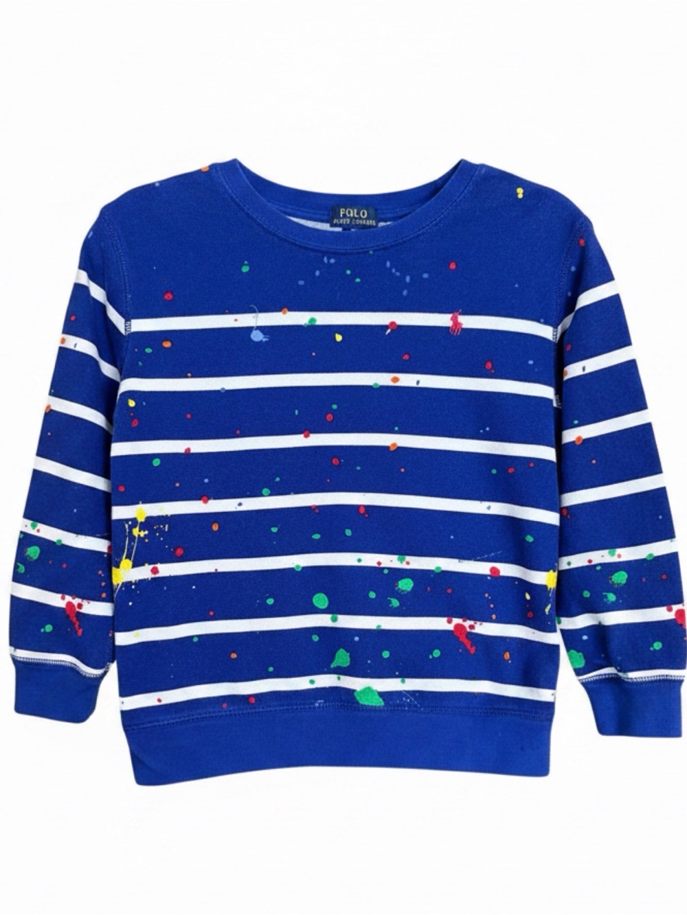 Polo by Ralph Lauren Kids Royal Blue Striped Paint-Splatter Sweatshirt